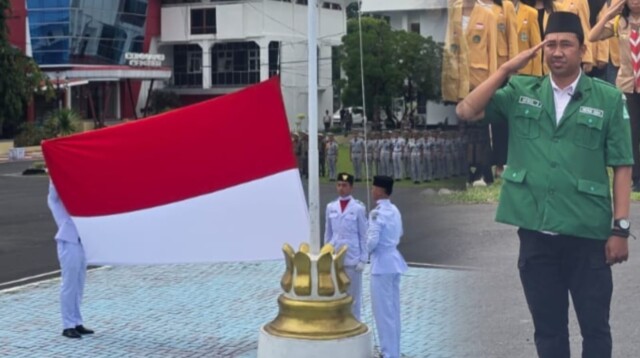 IMG-20251028-WA0032 Apris Jafar, Sekretaris PC Gerakan Pemuda Ansor Kota Bitung peminpin memimpin upacara peringatan Hari Sumpah Pemuda ke-97. Selasa, 28/10/2025.