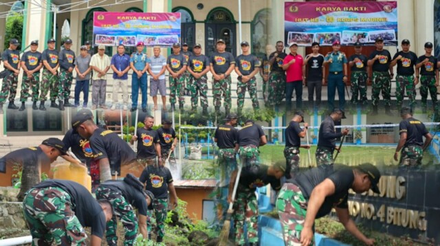 Memperingati Hari Ulang Tahun ke-80 Korps Marinir TNI Angkatan Laut tahun 2025, Prajurit Petarung Yonmarhanlan VIII melaksanakan kegiatan Karya Bhakti di rumah-rumah ibadah yang berada di wilayah Kota Bitung, Selasa, 04/11/2025.