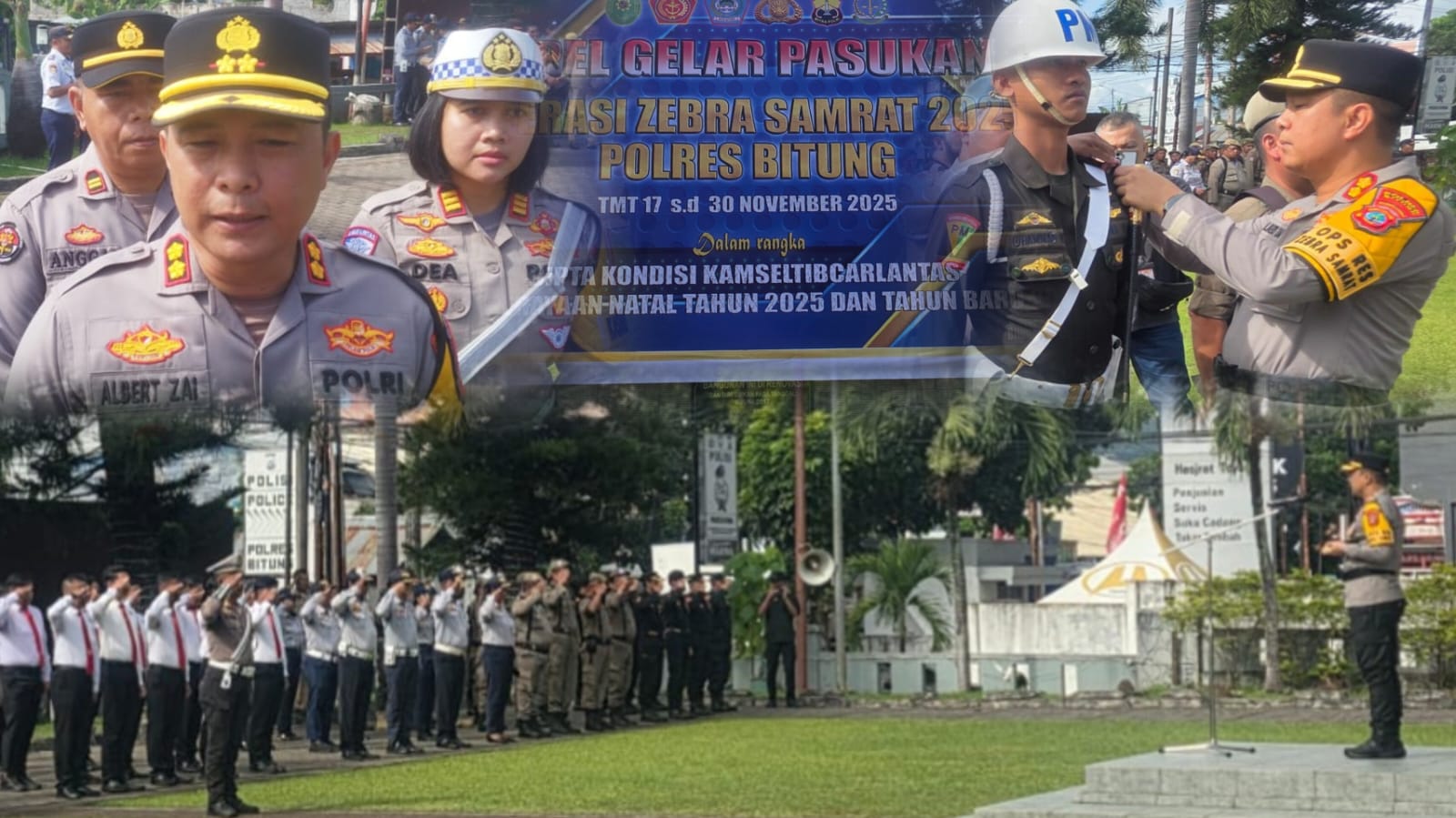Apel Gelar Pasukan Operasi Zebra Samrat 2025 dalam rangka cipta kondisi keamanan, keselamatan, ketertiban, dan kelancaran lalu lintas (Kamseltibcarlantas) menjelang perayaan Natal 2025 dan Tahun Baru 2026. Senin, 17/11/2025.