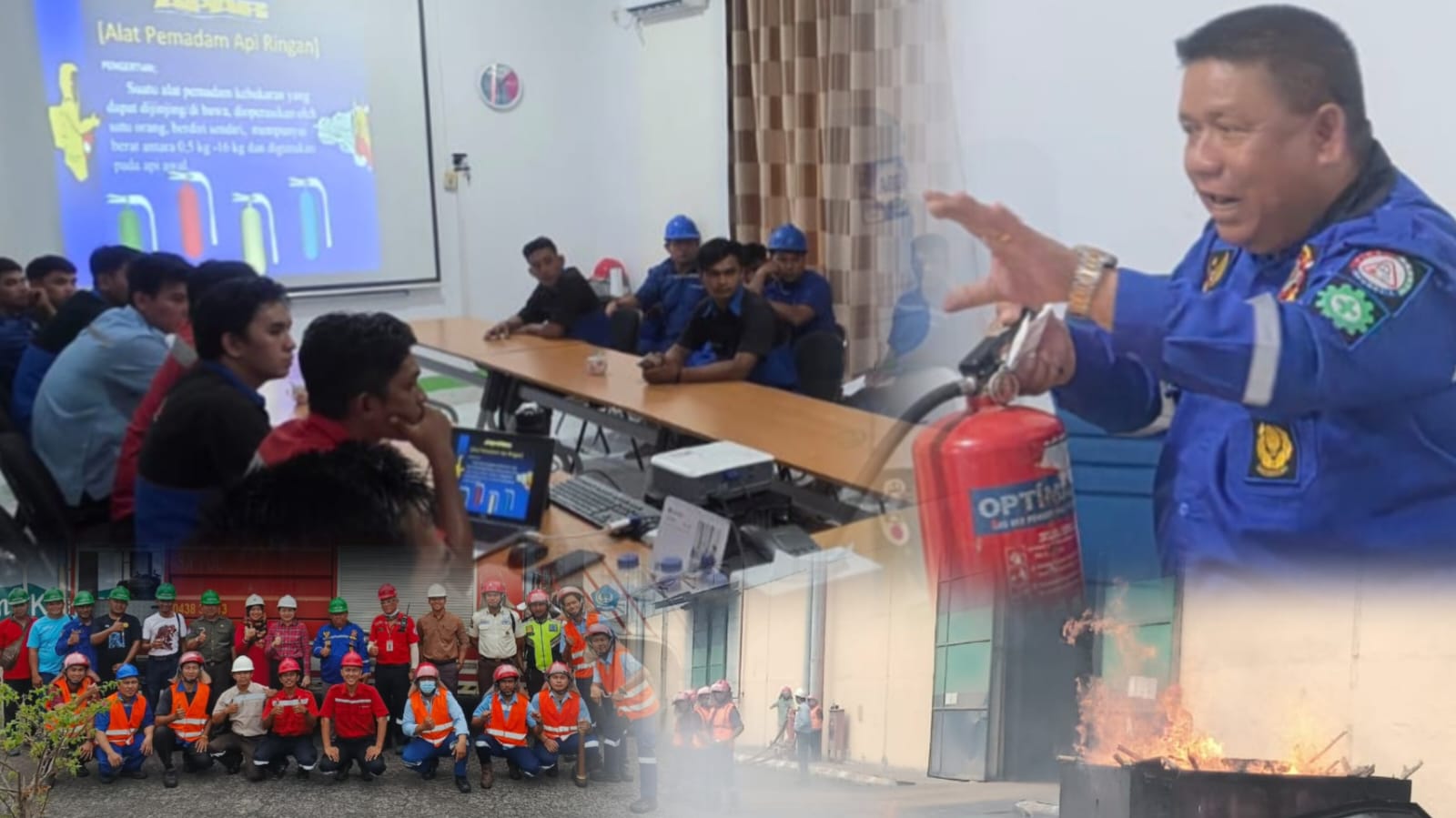 Direktur Utama CV Dvincen Jaya, Denny Ansiga memberi materi Pelatihan Dasar Pemadam Kebakaran bagi karyawan PT Agro Makmur Raya. Kamis, 4/12/2025.