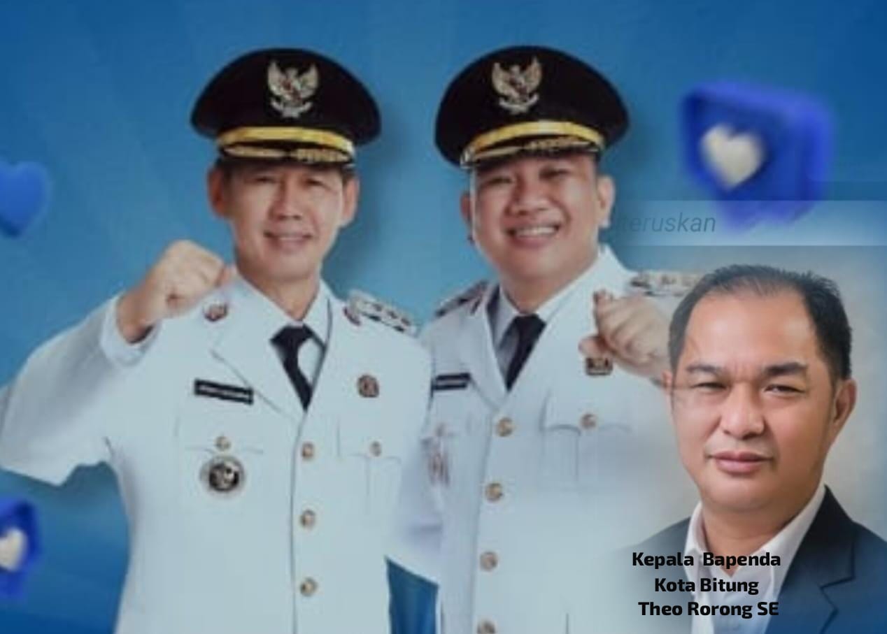 Wali Kota Bitung Hengky Honandar SE, Wakil Wali Kota Bitung Randito Maringka, Kepala Bapenda Kota Bitung Theo Rorong SE. (Dok.Ist)