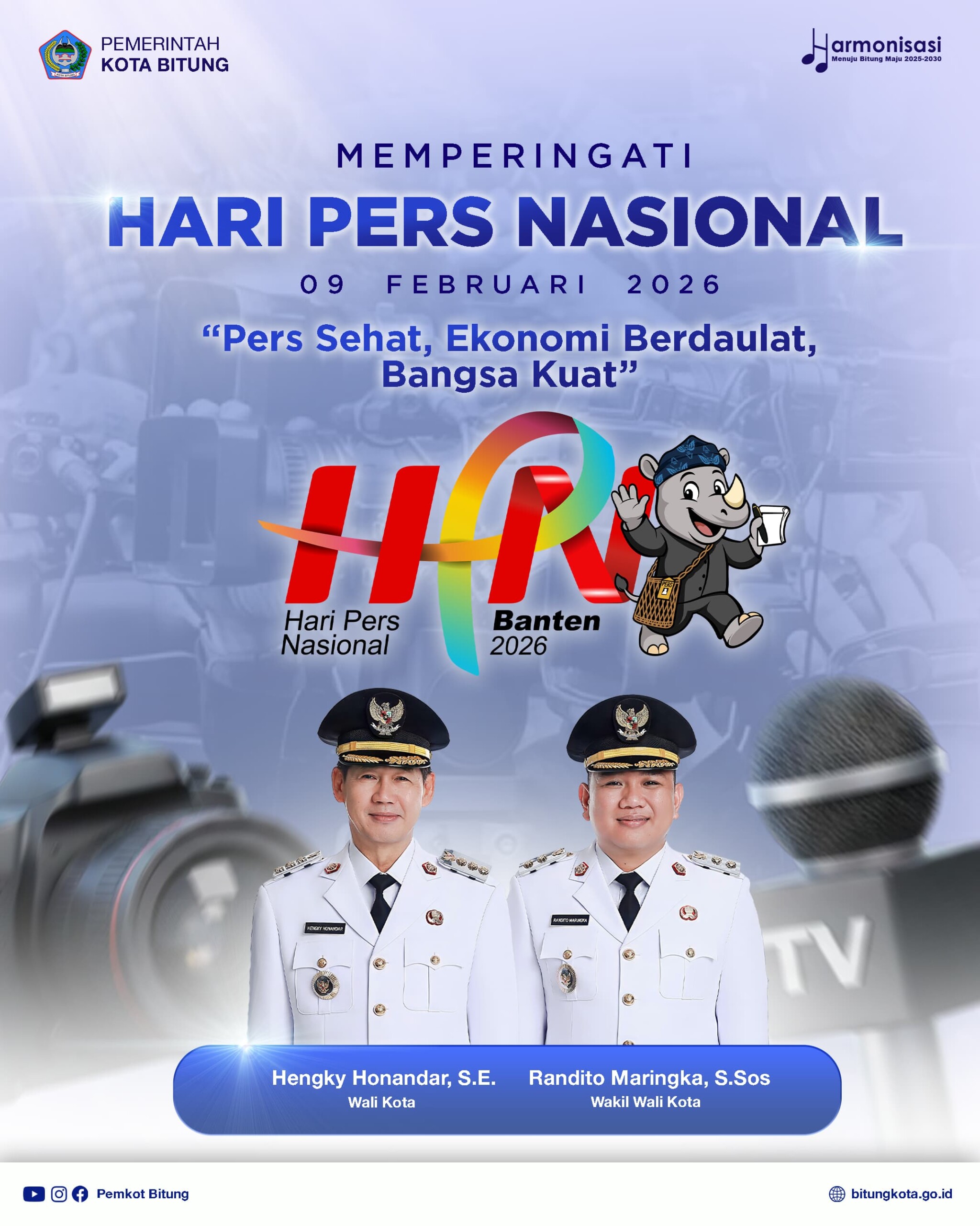 Pemerintah Kota Bitung menyampaikan ucapan Selamat Hari Pers Nasional (HPN) 2026 yang diperingati pada Senin, 9 Februari 2026.