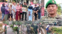 Komandan Secata Rindam XIII/Merdeka, Letkol Inf Ade R. W., turun langsung memimpin kegiatan kerja bakti bersama masyarakat. Jumat, 13/2/2026.