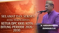 Hi. Abdurahman Dunggio S.H,. (Rahmat Dunggio) resmi dipercaya memimpin Kerukunan Keluarga Indonesia Gorontalo (KKIG) Kota Bitung untuk periode 2026–2030.