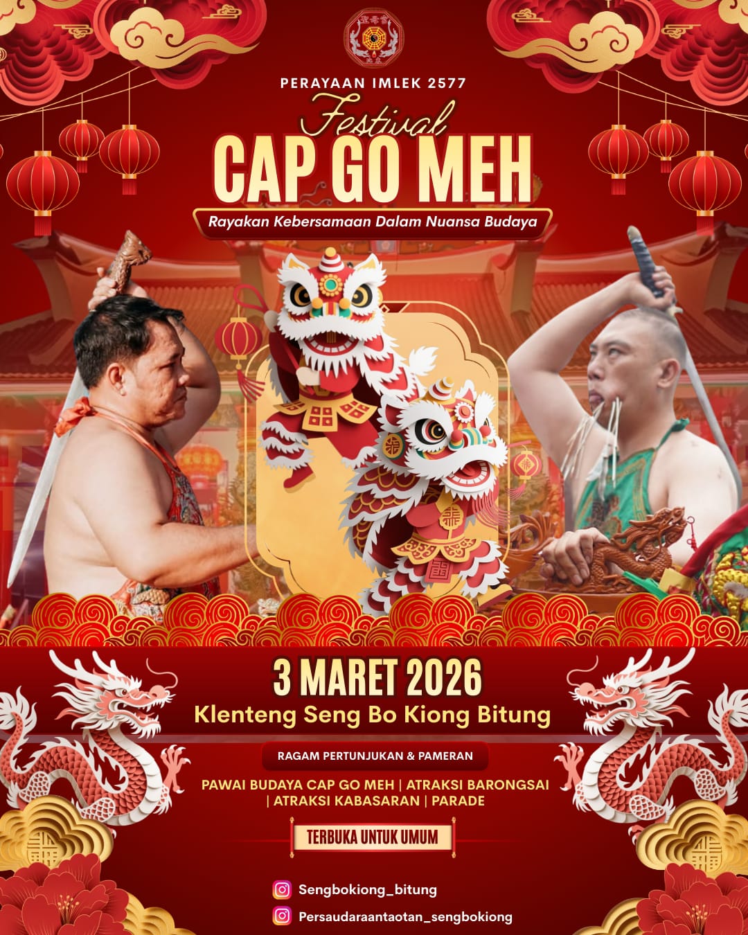 Doa tersebut menjadi bagian dari rangkaian persiapan menjelang perayaan Cap Go Meh atau Goan Siau yang akan berlangsung pada 3 Maret 2026.
