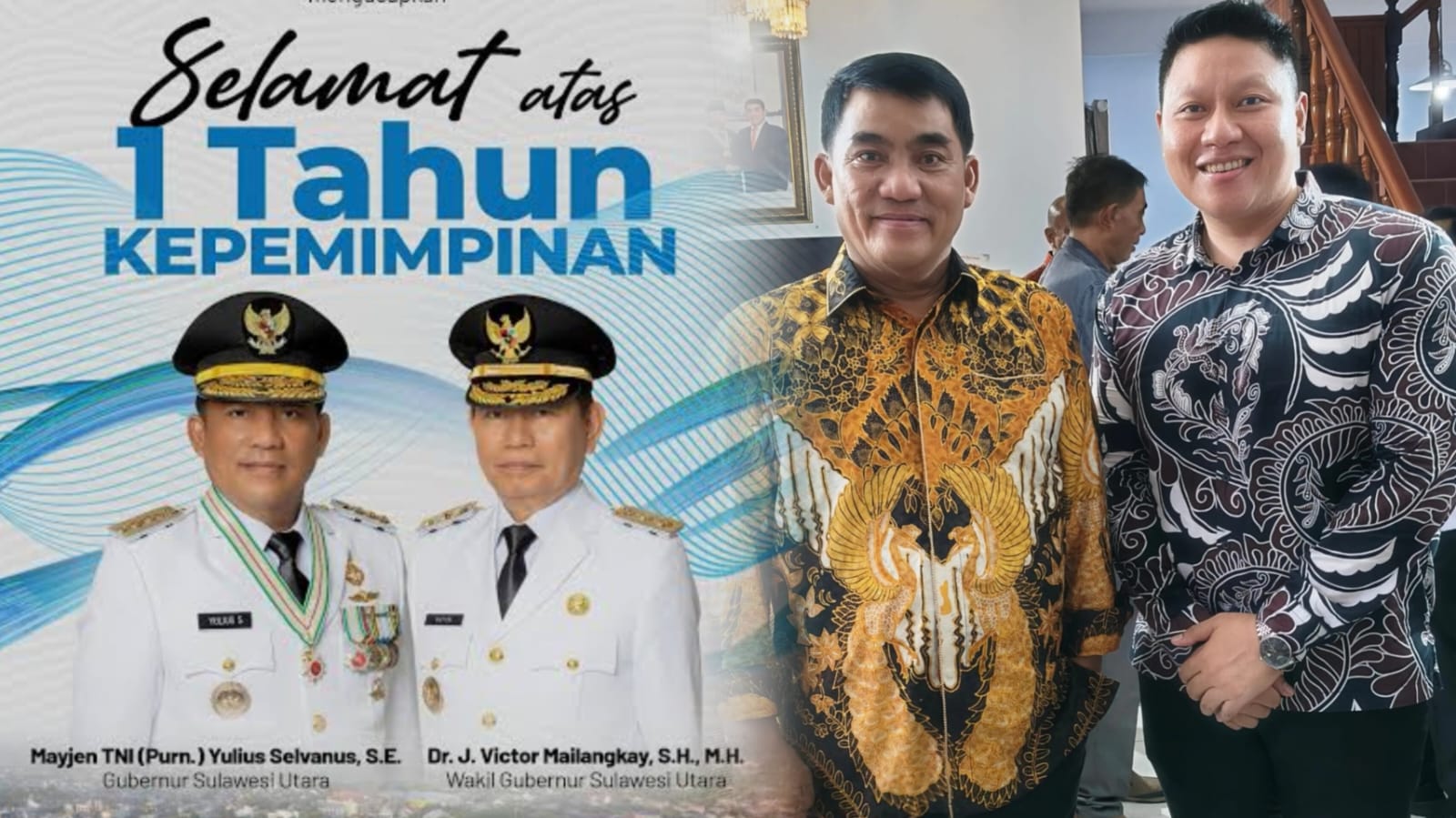 Wakil Ketua DPRD Kota Bitung dari Fraksi Partai Gerakan Indonesia Raya, Ronald Kansil S.H, menilai satu tahun kepemimpinan Gubernur Yulius Selvanus dan Wakil Gubernur Victor Mailangkay