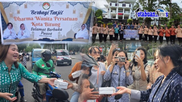 Jelang Berbuka, Ny. Ellen Honandar Sondakh dan Ny. Jacinta Marybell Maringka Bersama Dharma Wanita Bagikan Ratusan Takjil