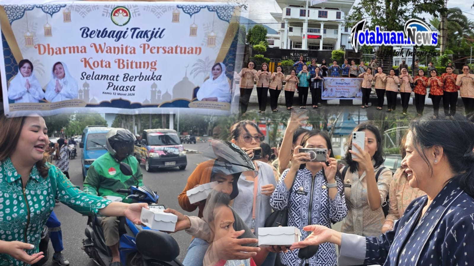 Jelang Berbuka, Ny. Ellen Honandar Sondakh dan Ny. Jacinta Marybell Maringka Bersama Dharma Wanita Bagikan Ratusan Takjil