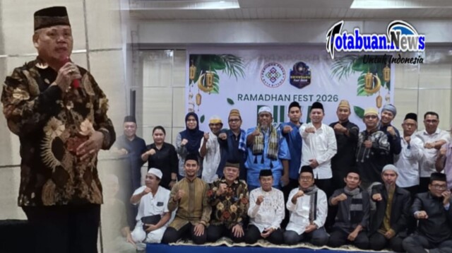 Ustadz Hairuddin Bandu Mangasi, yang dikenal sebagai muballigh dari LDII Kota Bitung, menyampaikan tausiahnya.