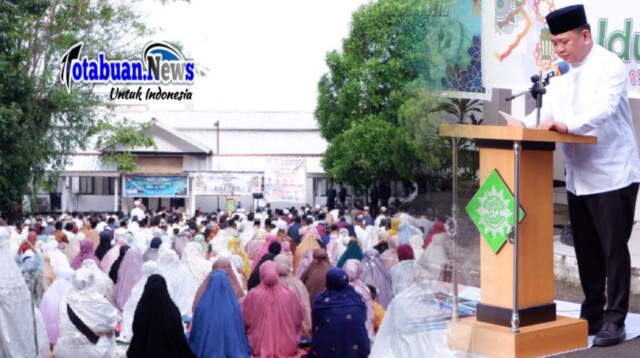 Wakil Wali Kota Bitung, Randito Maringka S.Sos, Saat beri sambutan Selamat Idul Fitri 1447 Hijriah. Jumat, 20/3/3026