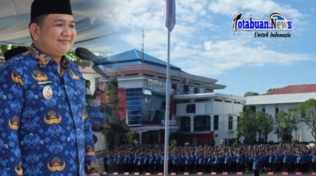 Wakil Wali Kota Bitung, Randito Maringka S.Sos, memimpin upacara bendera yang dirangkaikan dengan apel Korps Pegawai Republik Indonesia