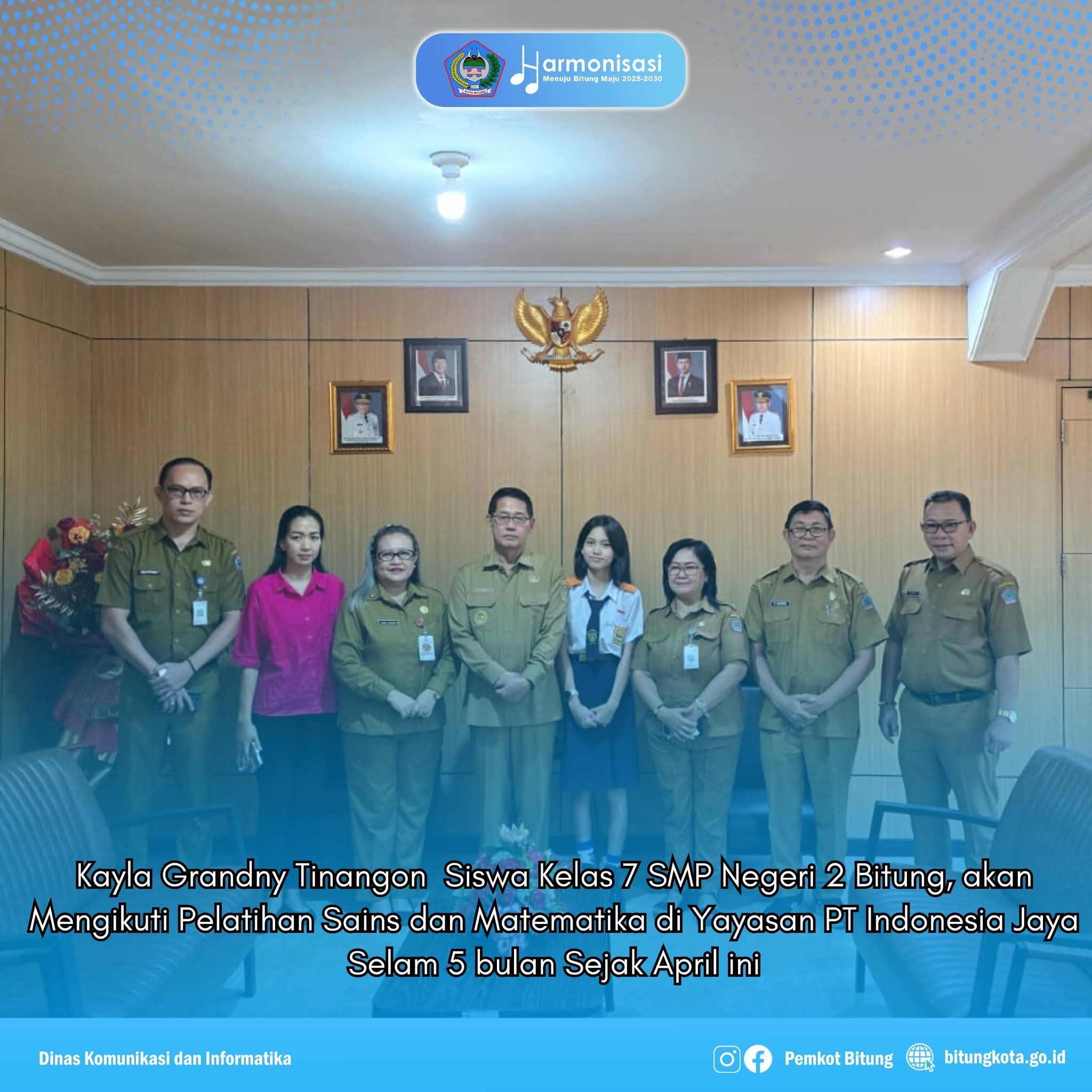 Kayla Grandny Tinangon, siswi SMP Negeri 2 Bitung, berhasil lolos ke ajang bergengsi Bootcamp Brain Factory - Gasing Intensive Program 2026.