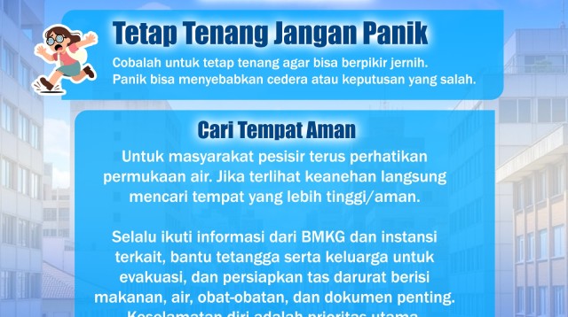 Wali Kota Bitung, Hengky Honandar SE, bersama Wakil Wali Kota Bitung, Randito Maringka S.Sos, mengeluarkan himbauan kepada seluruh masyarakat, khususnya yang berada di wilayah pesisir, untuk tetap tenang dan meningkatkan kewaspadaan terhadap potensi bencana. Kamis, 2/4/2026. (Flayer Kominfo Kota Bitung)