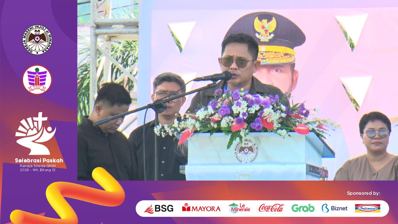 Ketua Umum Panitia, Ir. Ignatius Rudy Theno saat bawakan laporan Panitia. 